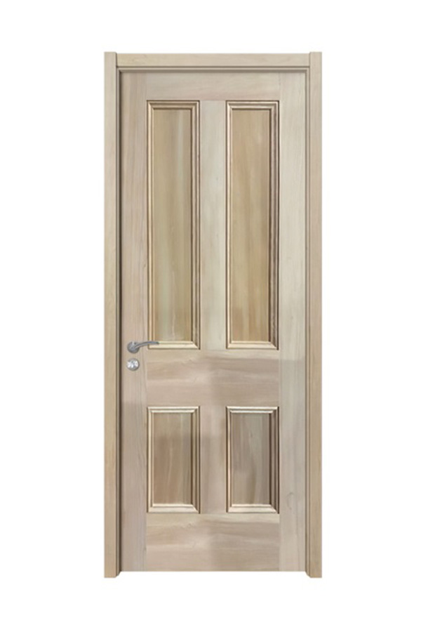 Puerta interior enchapada de madera maciza de 4 paneles GV-05