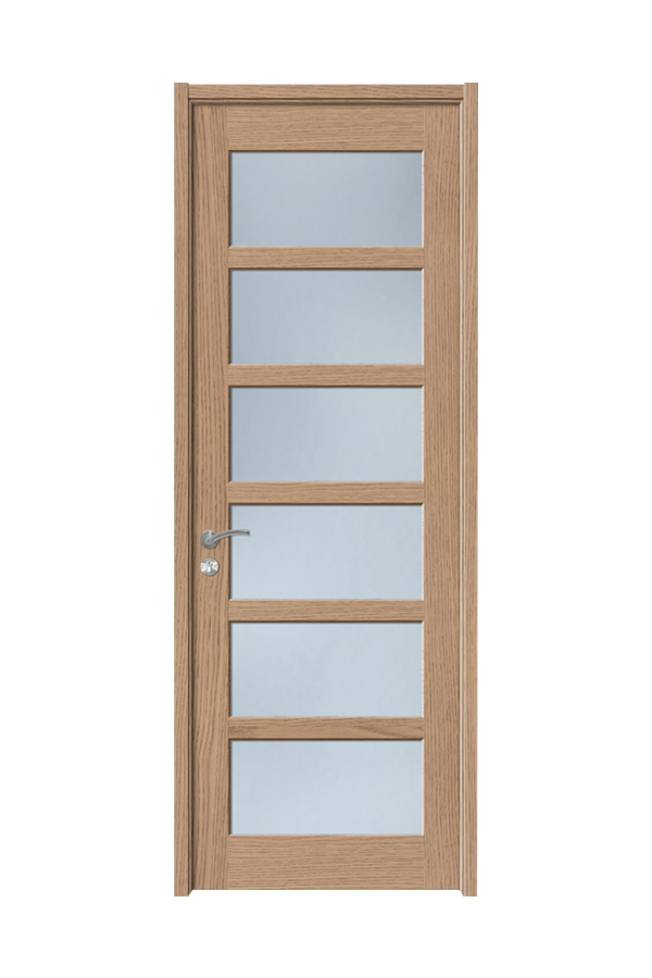 GV-01 Elegante puerta de madera pintada con chapa y vidrio