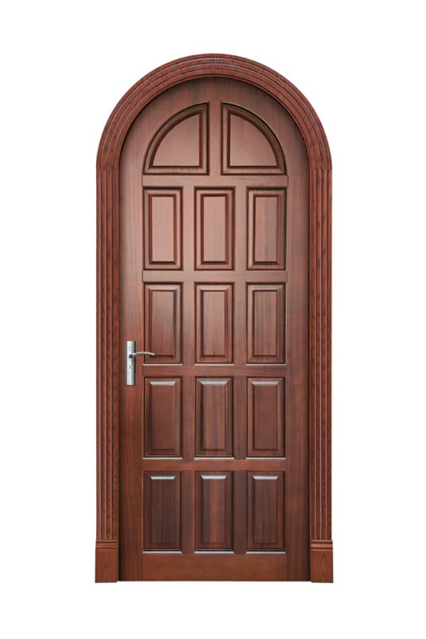 GPS-09 Puerta superior arqueada de lujo de madera maciza para villa